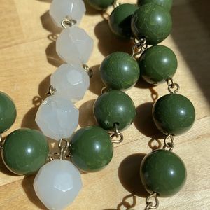 Anthropologie green and white beaded necklace